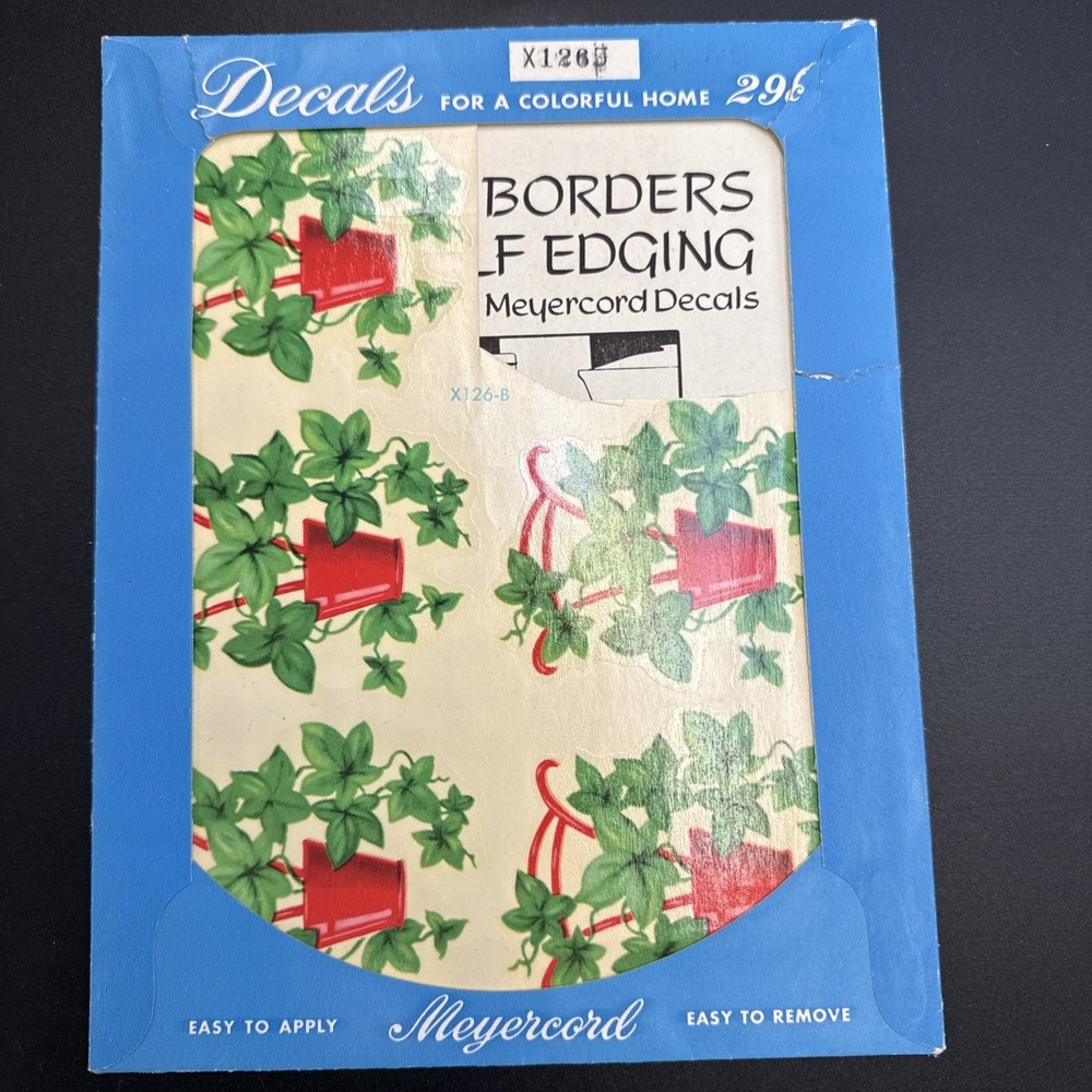 1950s Meyercord Decals X 125-B Small Hanging Flowerpots Red Green‎ (one Missing)